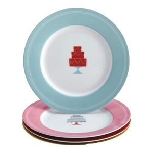 Cake Boss Serveware Dessert Plate Set, 4 Piece, Print